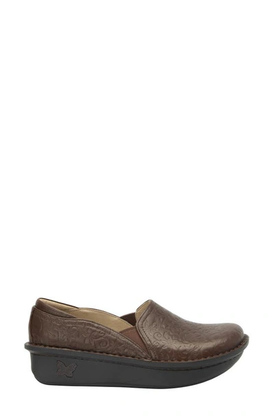 Shop Alegria By Pg Lite Embossed Slip-on Clog Loafer In Cocoa Blooms
