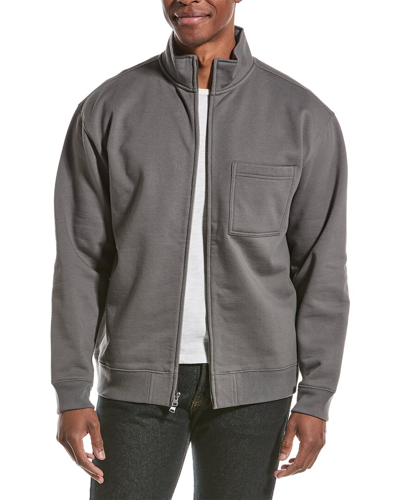 Shop Vince Fleece Zip-up Jacket In Grey