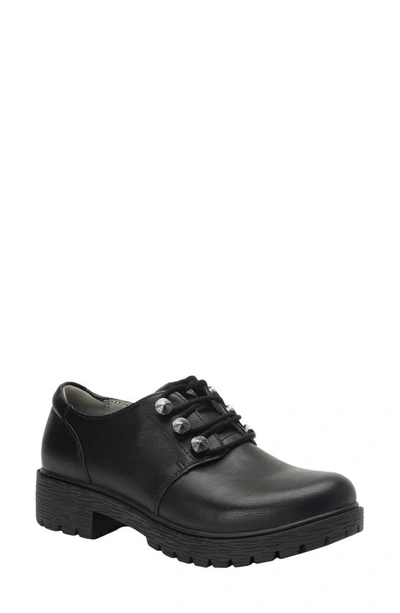 Shop Alegria By Pg Lite Lug Sole Derby In Black Smooth Leather