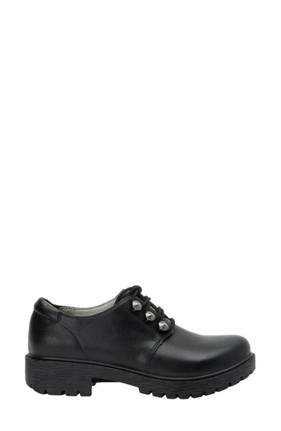 Alegria By Pg Lite Lug Sole Derby In Black Smooth Leather