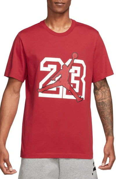 Shop Jordan Flight Essentials Graphic T-shirt In Gym Red/ White