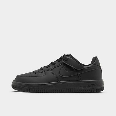 Shop Nike Little Kids' Force 1 Low Easyon Stretch Lace Casual Shoes (8c-3y) In Black/black/black