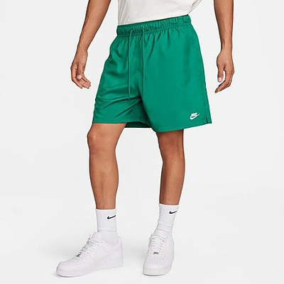 Shop Nike Men's Club Woven 6" Flow Shorts In Malachite/white