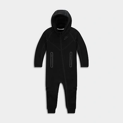 Shop Nike Infant Tech Fleece Hooded Coverall In Black