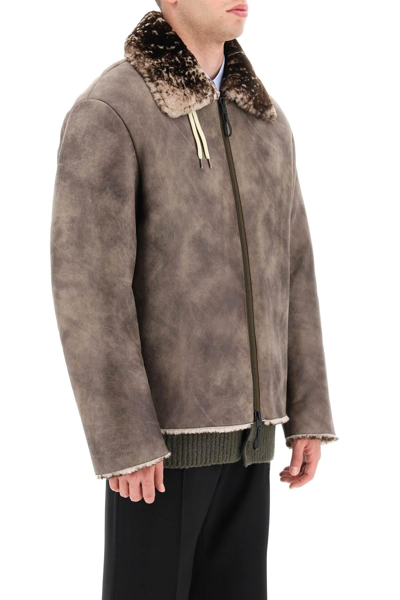 Shop Acne Studios Vintage Effect Shearling Jacket