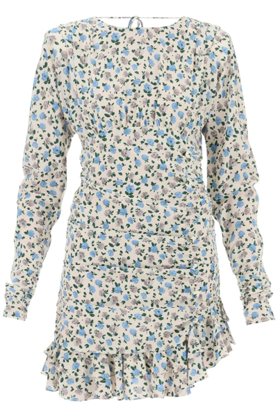 Shop Alessandra Rich Draped Mini Dress With Floral Pattern