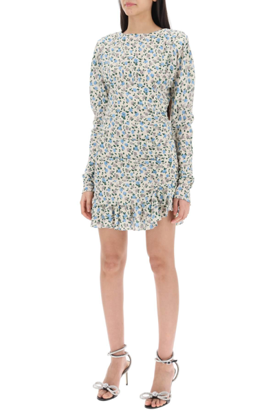 Shop Alessandra Rich Draped Mini Dress With Floral Pattern