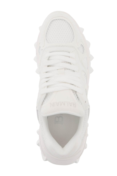 Shop Balmain B East Leather And Mesh Sneakers