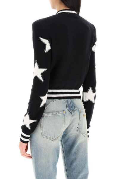 Shop Balmain Cropped Cardigan With Star Motif