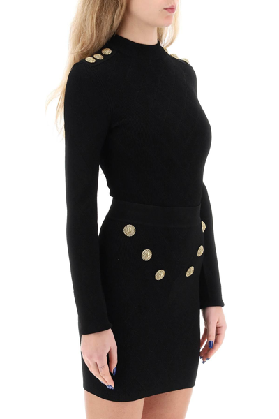 Shop Balmain Knitted Bodysuit With Embossed Buttons