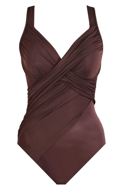 Shop Miraclesuit Rock Solid Revele One-piece Swimsuit In Sumatra Brown