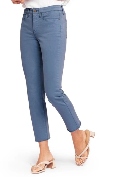 Shop Nydj Sheri Frayed Hem Slim Jeans In Blue Stone