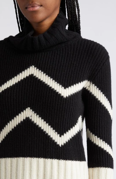 Shop Reiss Riley Pattern Turtleneck Wool & Cashmere Sweater In Ivory Black