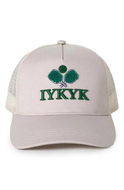 Shop David & Young Iykyk Trucker Hat In Stone