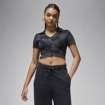 Shop Jordan Women's  Knit Short-sleeve Top In Grey