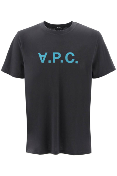 Shop Apc A.p.c. Flocked Vpc Logo T-shirt In Grey