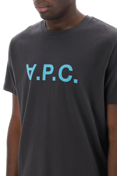 Shop Apc A.p.c. Flocked Vpc Logo T-shirt In Grey