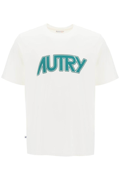 Shop Autry T-shirt With Maxi Logo Print In White