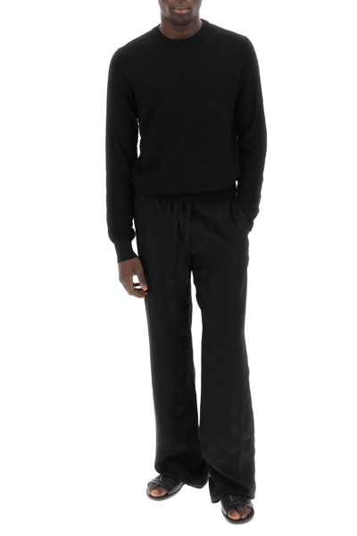 Shop Dolce & Gabbana Dg Jacquard Silk Sweater In Black