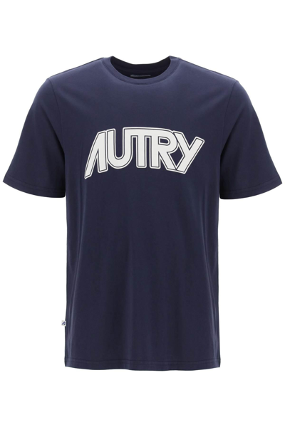 Shop Autry T-shirt With Maxi Logo Print In Blue
