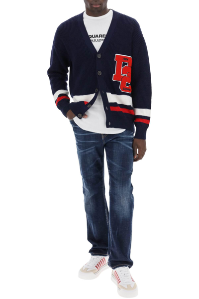 Shop Dsquared2 Varsity Cardigan With D2 Patch In Blue