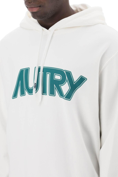 Shop Autry Hoodie With Maxi Logo Print In White