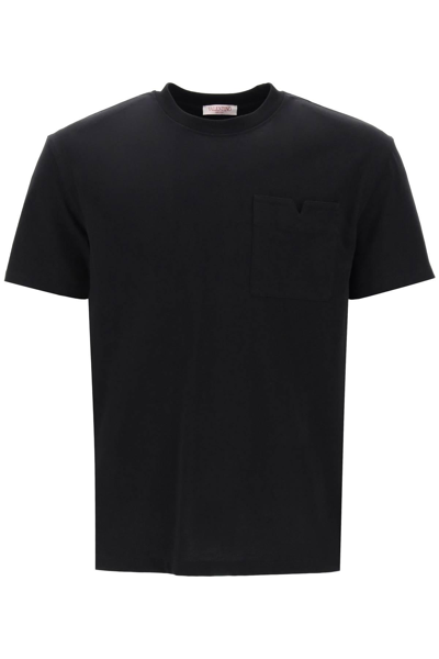 Shop Valentino Regular Fit Pocket T-shirt In Black