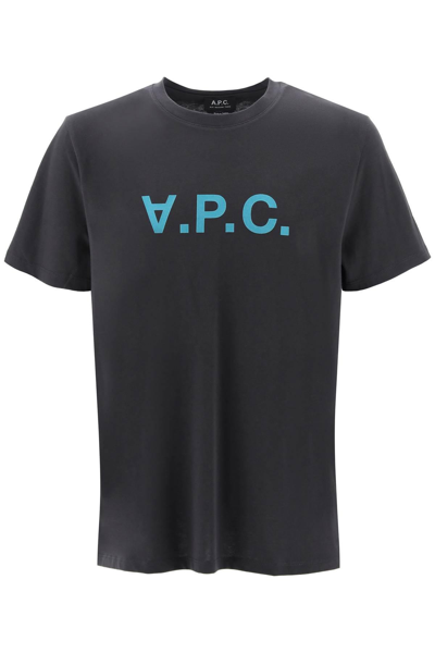 Shop Apc Flocked Vpc Logo T-shirt In Grey