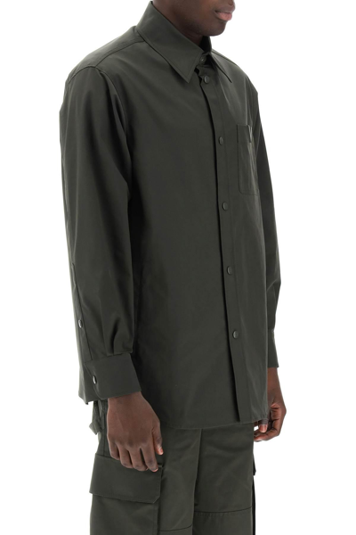 Valentino Snap-up Overshirt In Stretch Nylon In Khaki