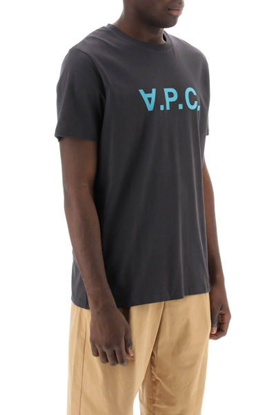 Shop Apc Flocked Vpc Logo T-shirt In Grey