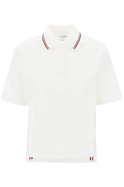 Shop Thom Browne Seersucker Polo Shirt In White