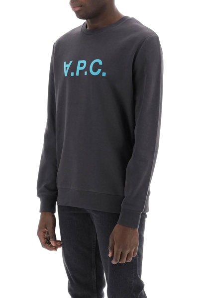Shop Apc Flock V.p.c. Logo Sweatshirt In Grey