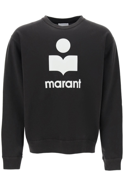 Shop Marant Mikoy Flocked Logo Sweatshirt In Black,grey