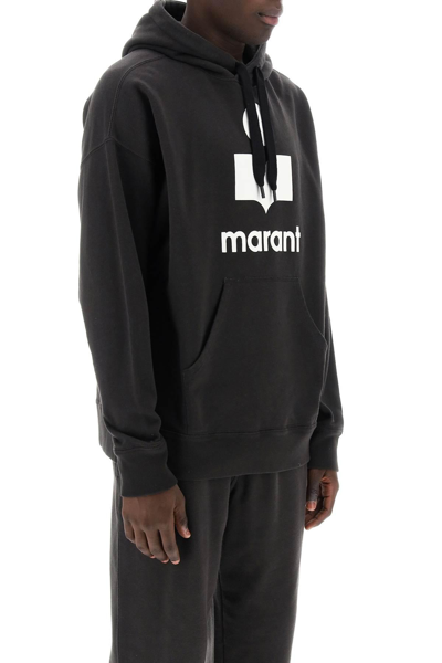 Shop Marant Miley Flocked Logo Hoodie In Black,grey