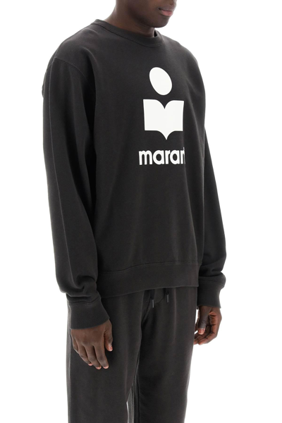 Shop Marant Mikoy Flocked Logo Sweatshirt In Black,grey