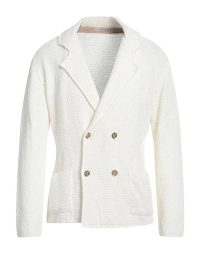 Shop Grey Daniele Alessandrini Man Blazer Ivory Size 42 Cotton, Acrylic In White