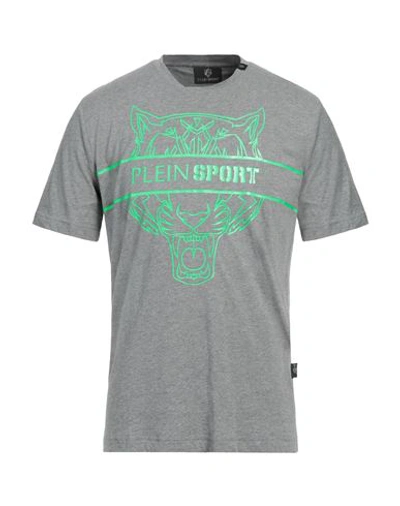 Shop Plein Sport Man T-shirt Light Grey Size Xxl Cotton, Elastane
