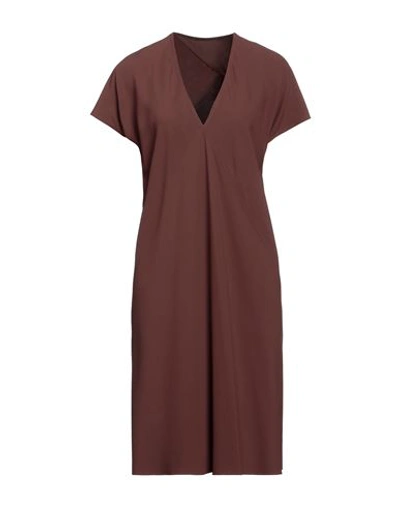 Shop Rick Owens Woman Midi Dress Cocoa Size 6 Viscose, Acetate In Brown
