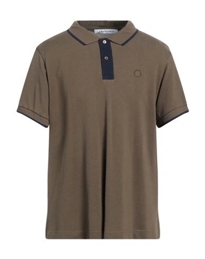 Trussardi Man Polo Shirt Military Green Size 3xl Cotton In Green