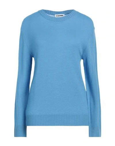 Shop Jil Sander + Woman Sweater Azure Size 2 Wool In Blue