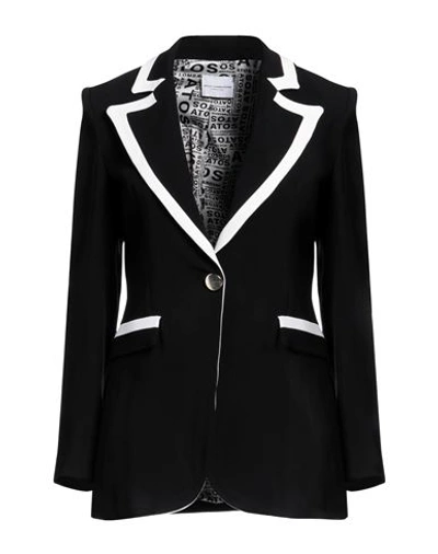 Shop Atos Lombardini Woman Blazer Black Size 12 Viscose, Acetate, Elastane, Polyester