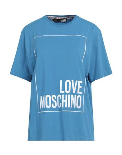 Shop Love Moschino Woman T-shirt Azure Size 2 Cotton, Elastane In Blue