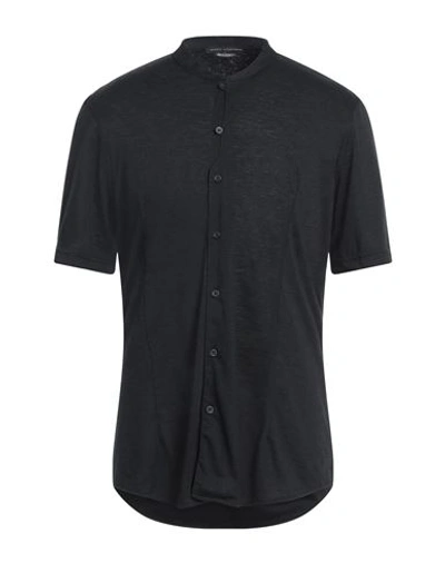 Shop Daniele Alessandrini Man Shirt Black Size Xl Polyester, Viscose, Elastane