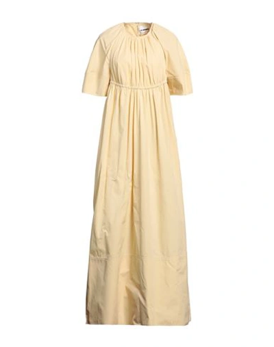 Shop Jil Sander Woman Midi Dress Yellow Size 4 Cotton