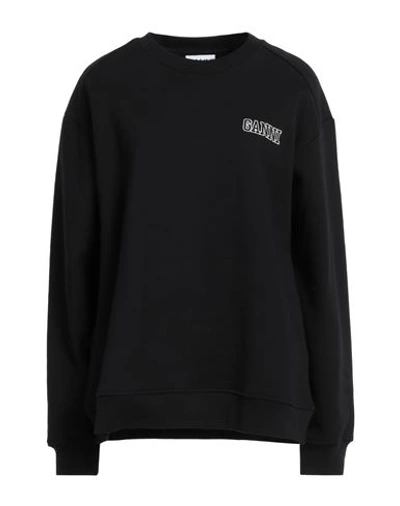 Shop Ganni Woman Sweatshirt Black Size Xs Organic Cotton, Polyester