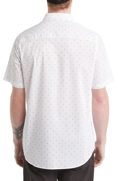 Travis Mathew Better Not Diamond Print Short Sleeve Button-up Shirt In White