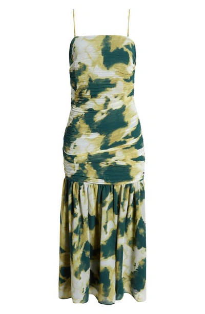 Shop Chelsea28 Removable Strap Ruched Dress In Green - Blue Mineral Diffuse