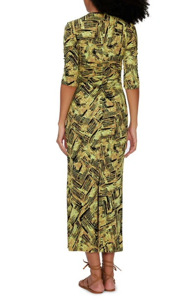 Shop Diane Von Furstenberg Alba Ruched Midi Dress In Bamboo Chartreuse
