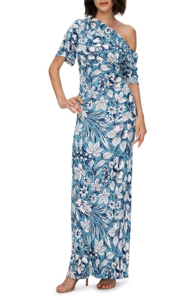 Shop Diane Von Furstenberg Wittrock Floral One-shoulder Maxi Dress In Bird Of Paradise Ivory