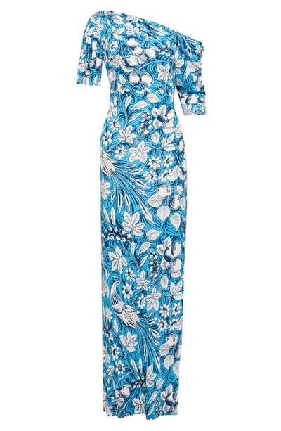 Shop Diane Von Furstenberg Wittrock Floral One-shoulder Maxi Dress In Bird Of Paradise Ivory